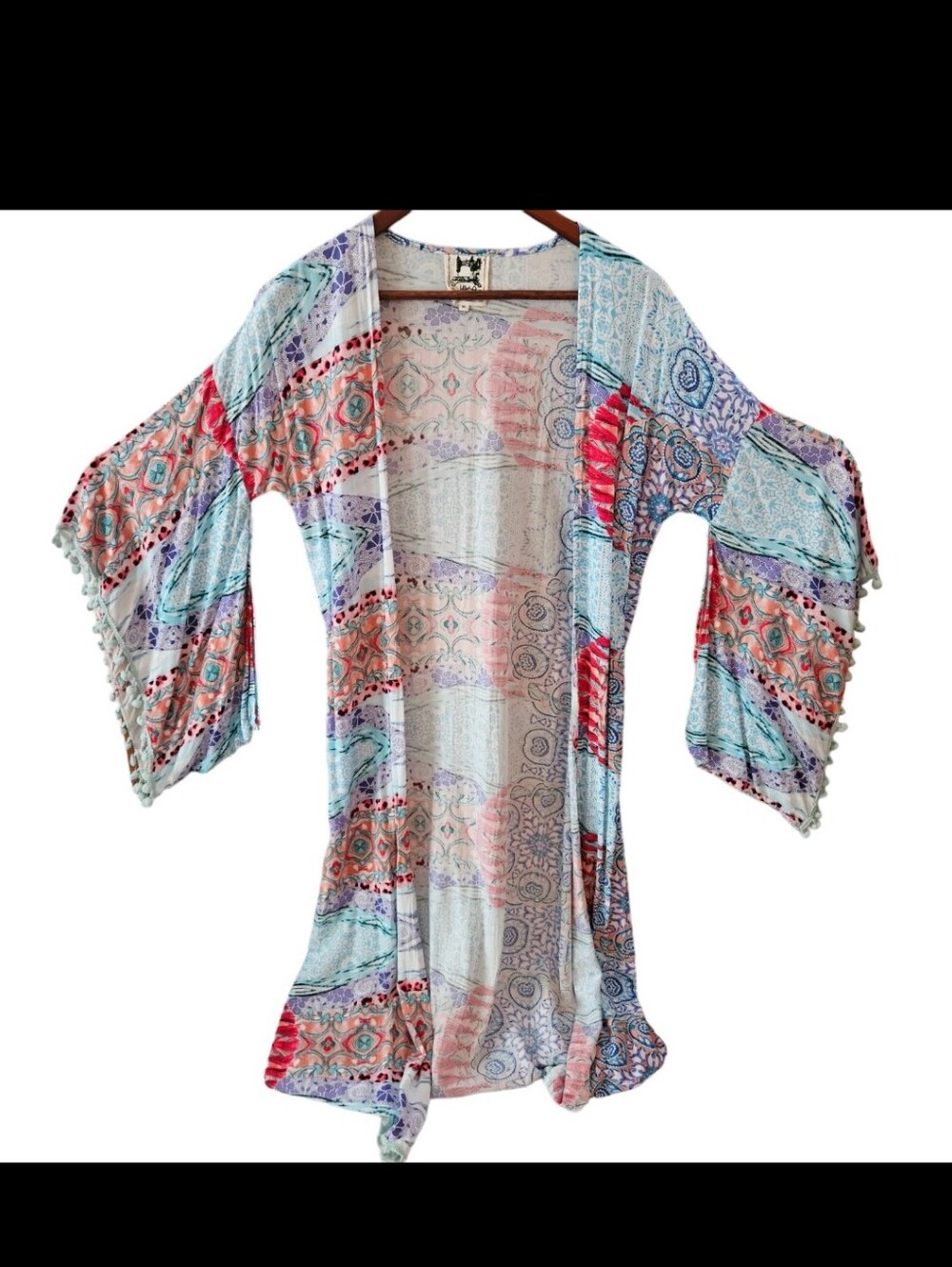 Jaase Maxi Kimono Cardigan Robe Coverup Fairy Boho Festival Tassles Y2k Fringe X